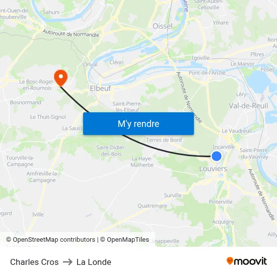 Charles Cros to La Londe map