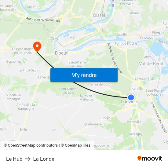 Le Hub to La Londe map