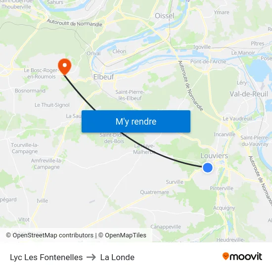 Lyc Les Fontenelles to La Londe map