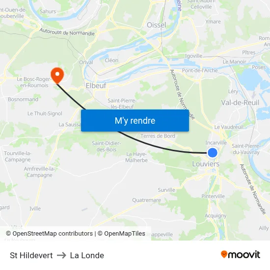 St Hildevert to La Londe map