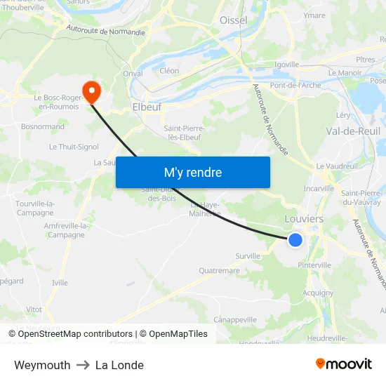 Weymouth to La Londe map