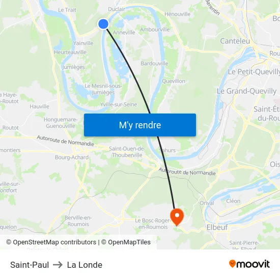 Saint-Paul to La Londe map