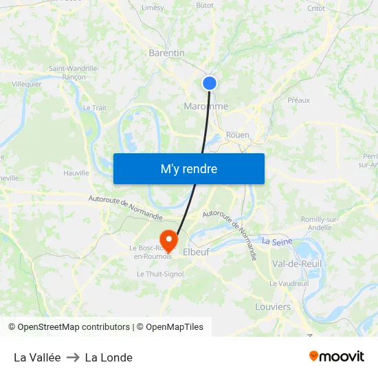 La Vallée to La Londe map