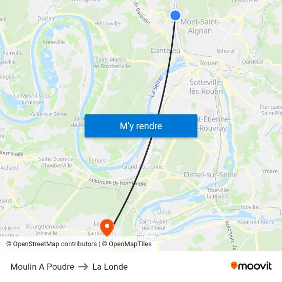 Moulin A Poudre to La Londe map