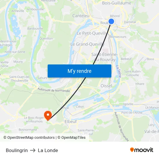Boulingrin to La Londe map