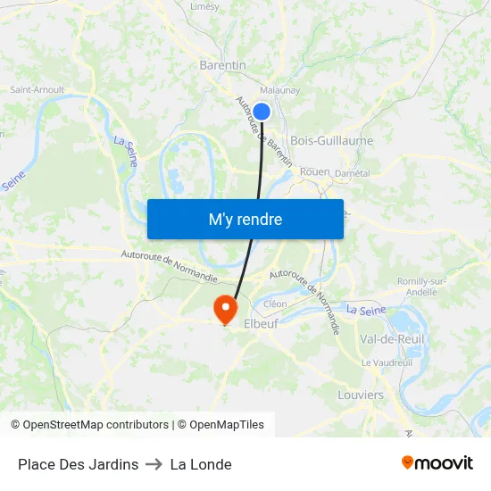 Place Des Jardins to La Londe map