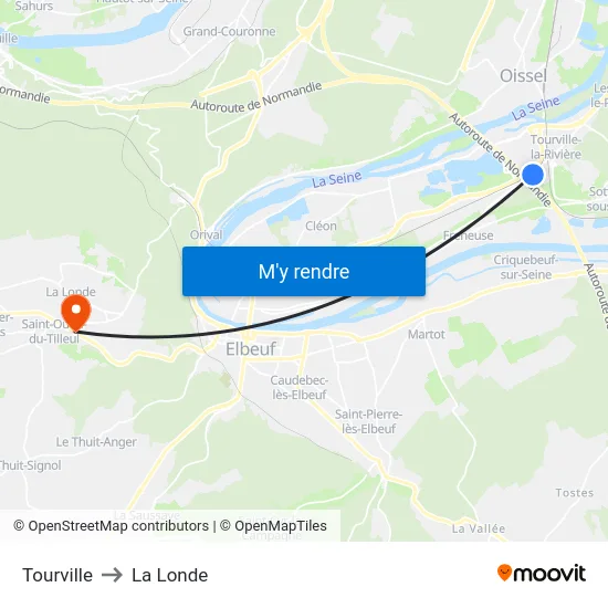 Tourville to La Londe map