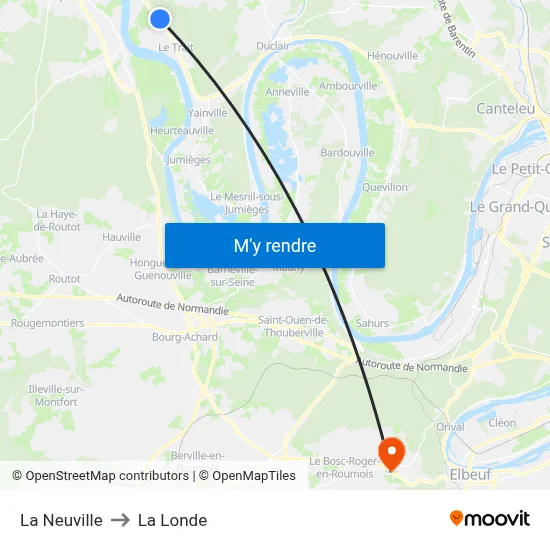 La Neuville to La Londe map