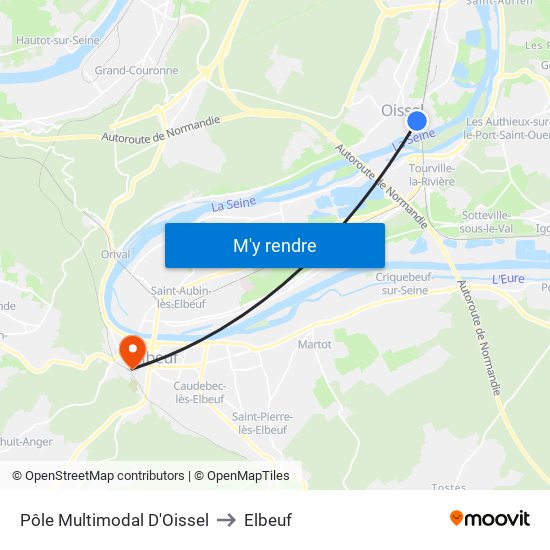 Pôle Multimodal D'Oissel to Elbeuf map