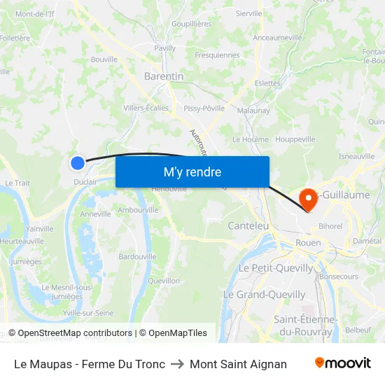 Le Maupas - Ferme Du Tronc to Mont Saint Aignan map