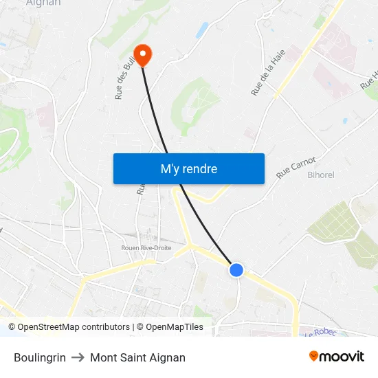 Boulingrin to Mont Saint Aignan map