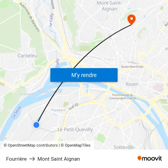 Fourrière to Mont Saint Aignan map