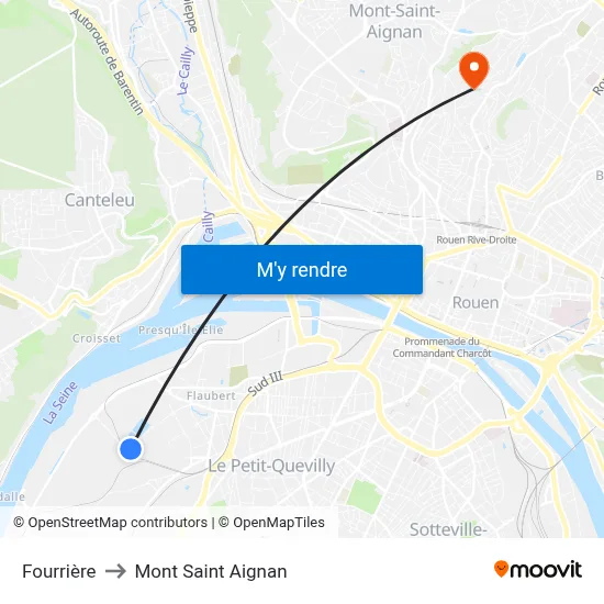 Fourrière to Mont Saint Aignan map