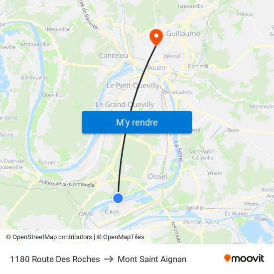 1180 Route Des Roches to Mont Saint Aignan map