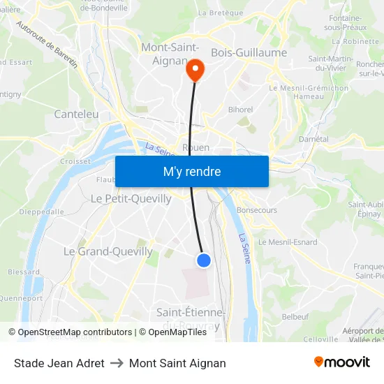 Stade Jean Adret to Mont Saint Aignan map