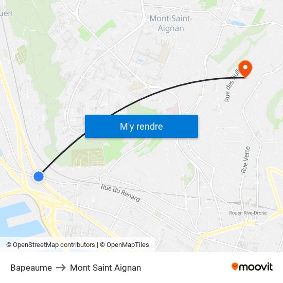 Bapeaume to Mont Saint Aignan map