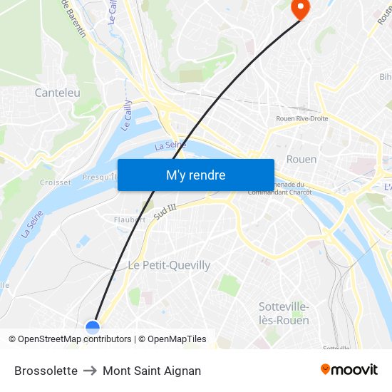 Brossolette to Mont Saint Aignan map
