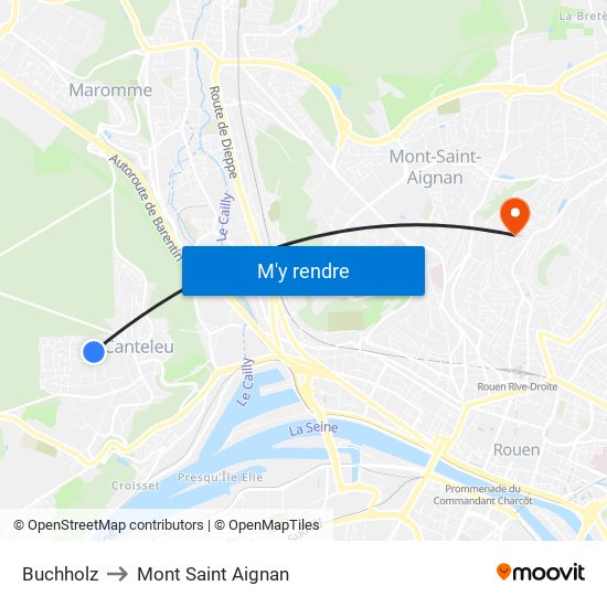 Buchholz to Mont Saint Aignan map