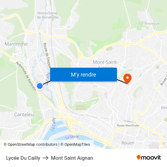 Lycée Du Cailly to Mont Saint Aignan map
