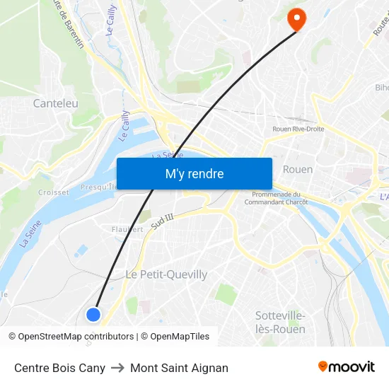 Centre Bois Cany to Mont Saint Aignan map