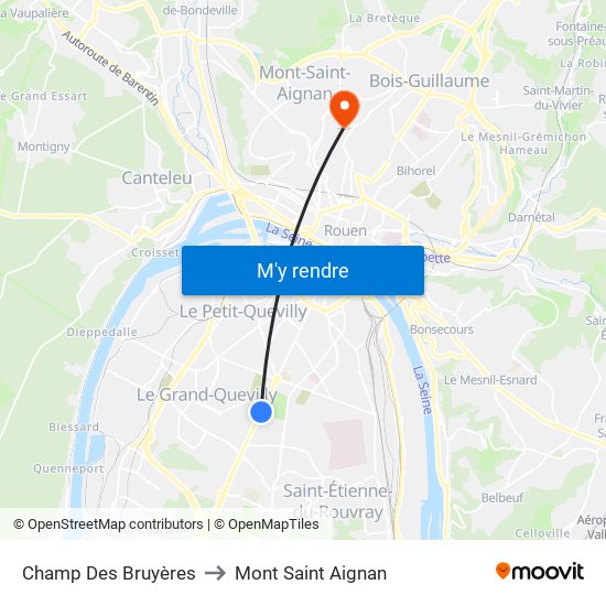 Champ Des Bruyères to Mont Saint Aignan map