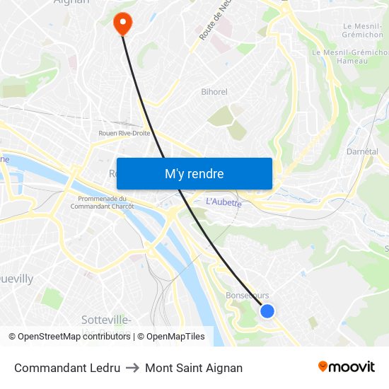 Commandant Ledru to Mont Saint Aignan map