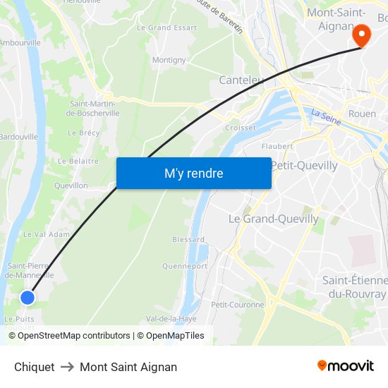 Chiquet to Mont Saint Aignan map