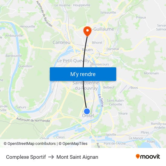 Complexe Sportif to Mont Saint Aignan map