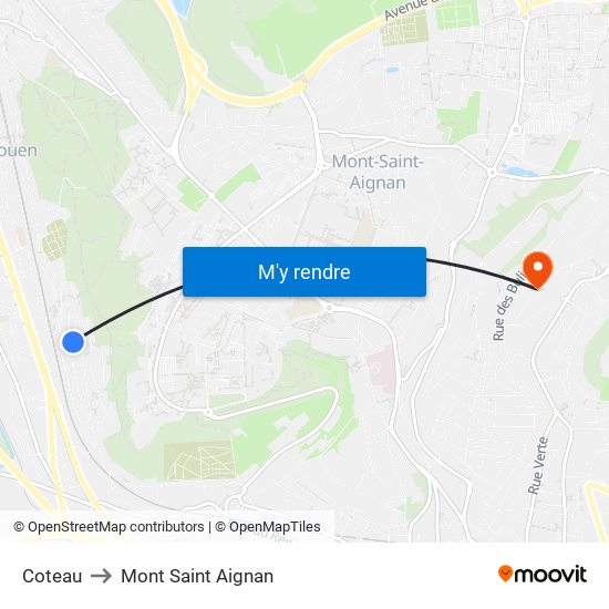 Coteau to Mont Saint Aignan map