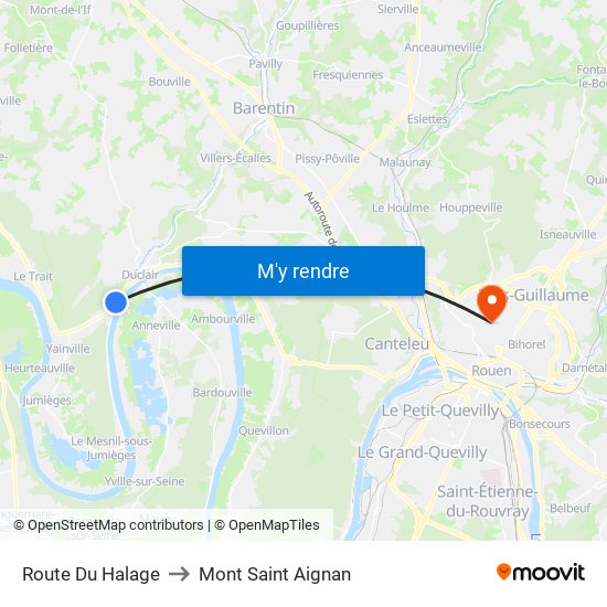 Route Du Halage to Mont Saint Aignan map