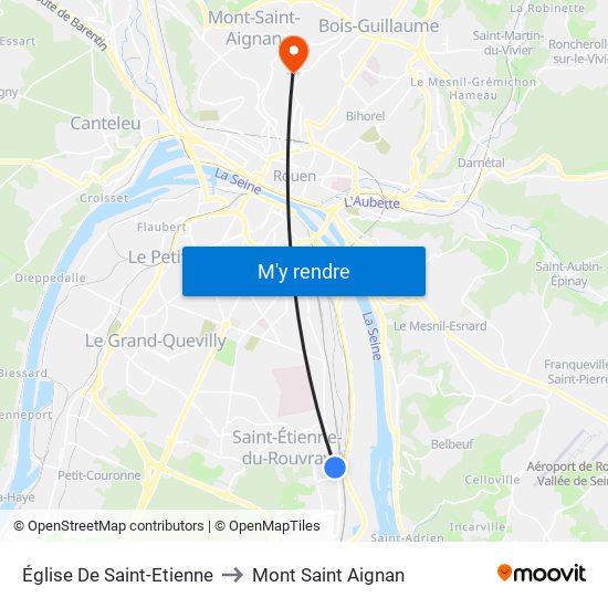 Église De Saint-Etienne to Mont Saint Aignan map