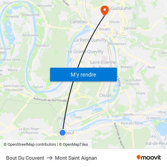 Bout Du Couvent to Mont Saint Aignan map