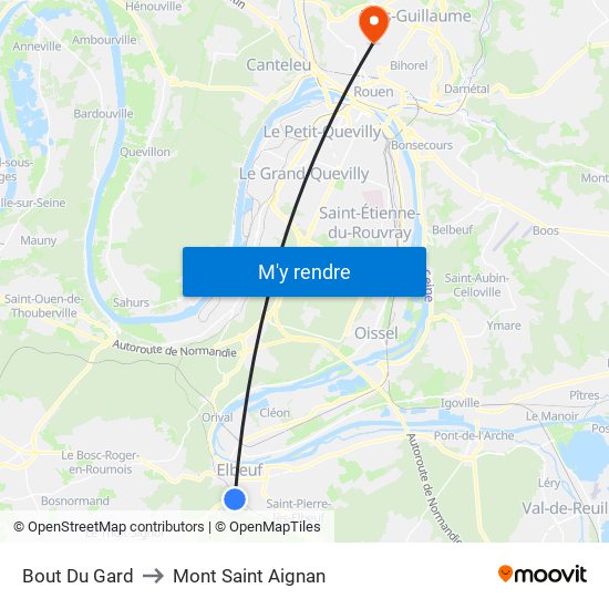 Bout Du Gard to Mont Saint Aignan map