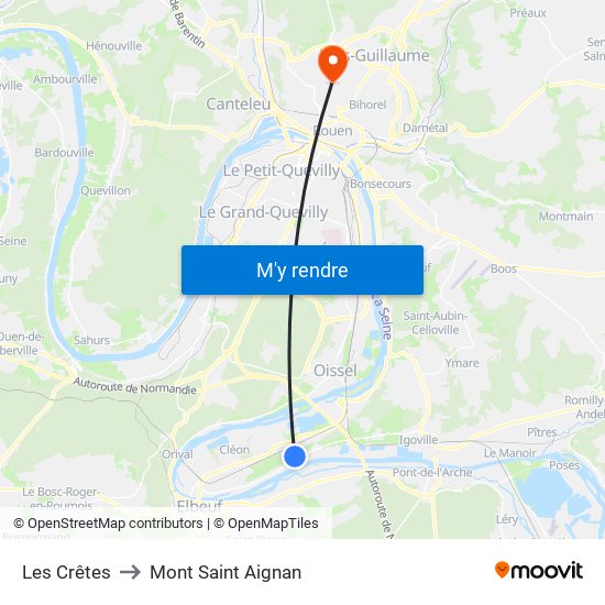 Les Crêtes to Mont Saint Aignan map