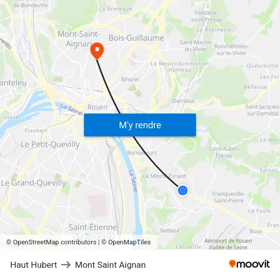 Haut Hubert to Mont Saint Aignan map