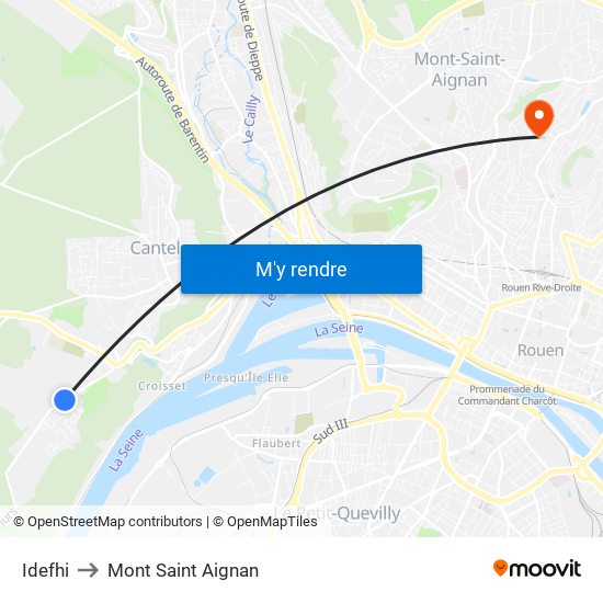 Idefhi to Mont Saint Aignan map