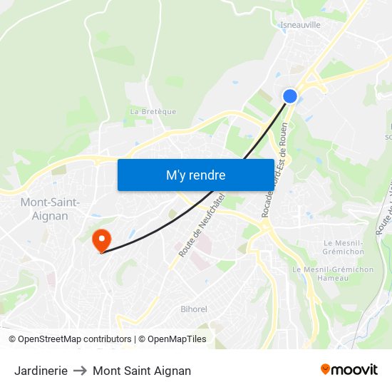 Jardinerie to Mont Saint Aignan map