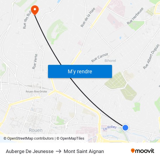 Auberge De Jeunesse to Mont Saint Aignan map