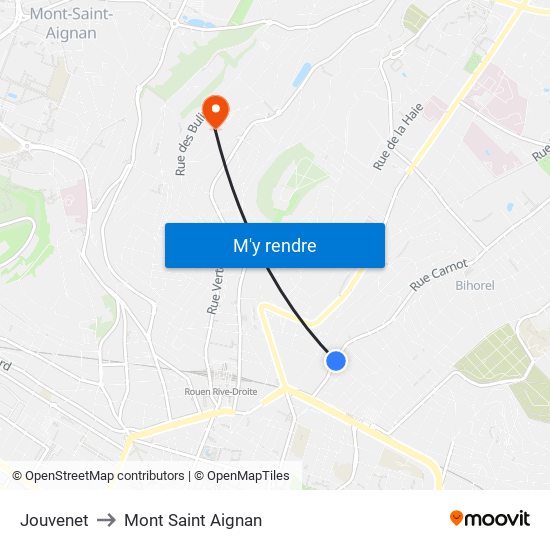 Jouvenet to Mont Saint Aignan map