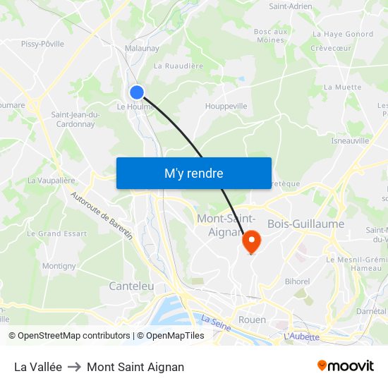 La Vallée to Mont Saint Aignan map