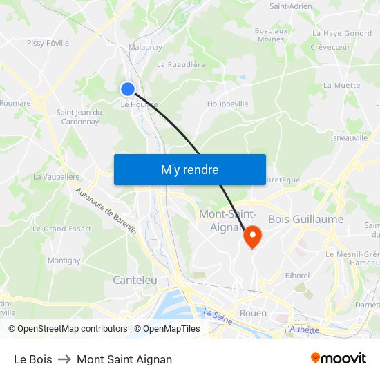 Le Bois to Mont Saint Aignan map