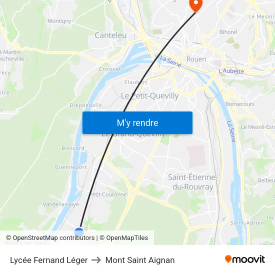 Lycée Fernand Léger to Mont Saint Aignan map