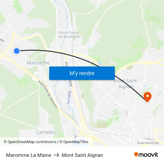 Maromme La Maine to Mont Saint Aignan map