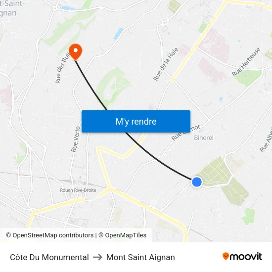 Côte Du Monumental to Mont Saint Aignan map