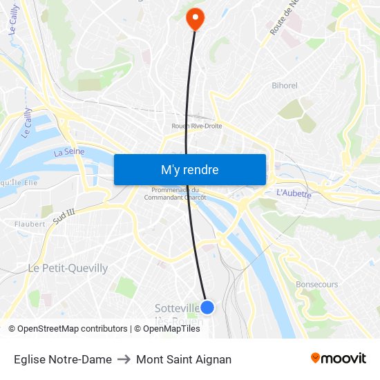 Eglise Notre-Dame to Mont Saint Aignan map