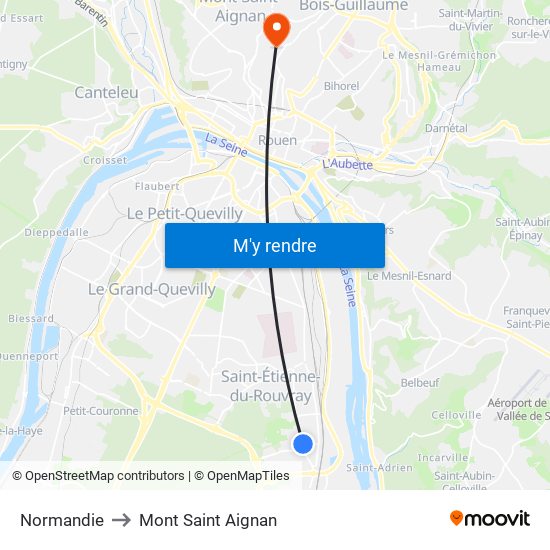 Normandie to Mont Saint Aignan map