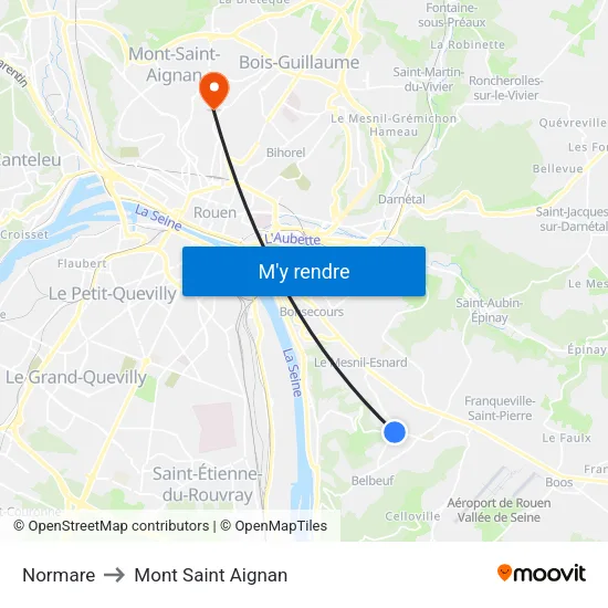 Normare to Mont Saint Aignan map