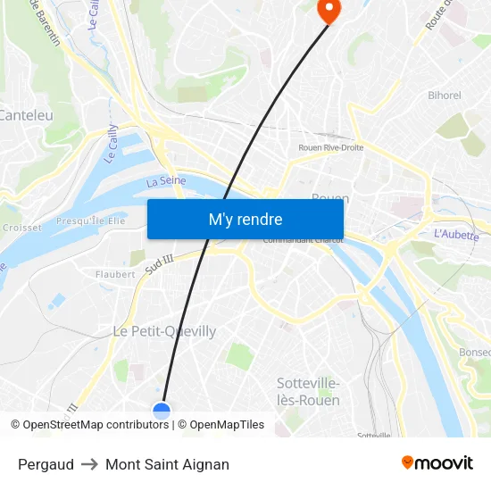 Pergaud to Mont Saint Aignan map