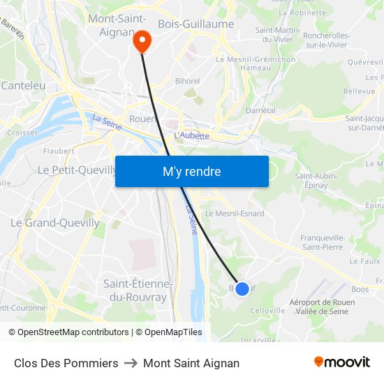 Clos Des Pommiers to Mont Saint Aignan map