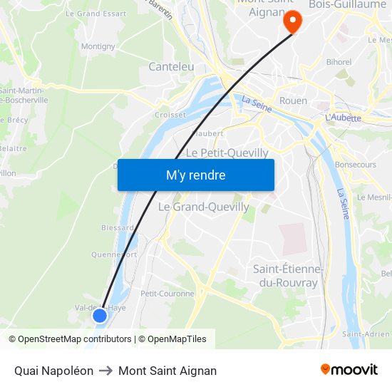 Quai Napoléon to Mont Saint Aignan map